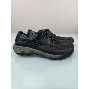 KEEN Black Leather Walking Shoes Men's 7 Lace Up Comfort Casual